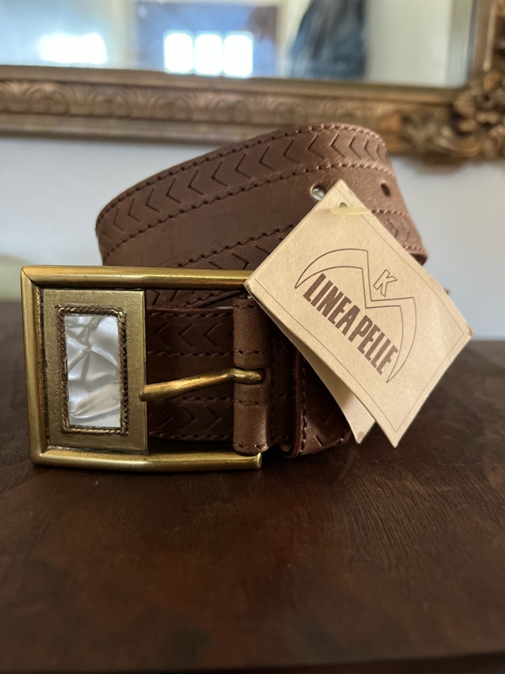Vintage Linea Pelle Made in Italy Abalone Leather Belt